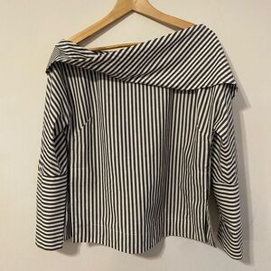 Topshop Cotton Off-Shoulder Striped Top